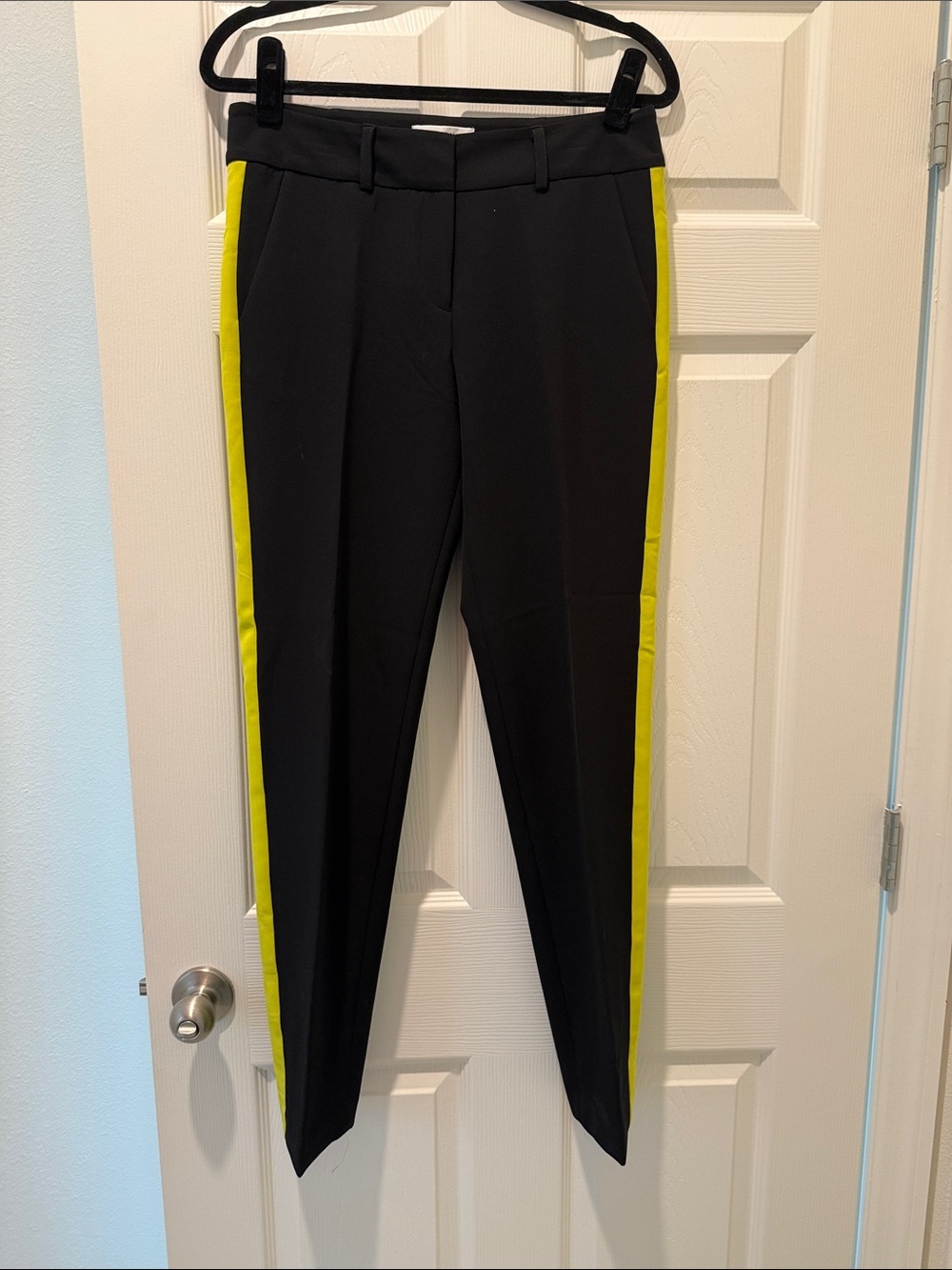 Milly Black Trousers with Yellow Side Stripe size 4, excellent condition